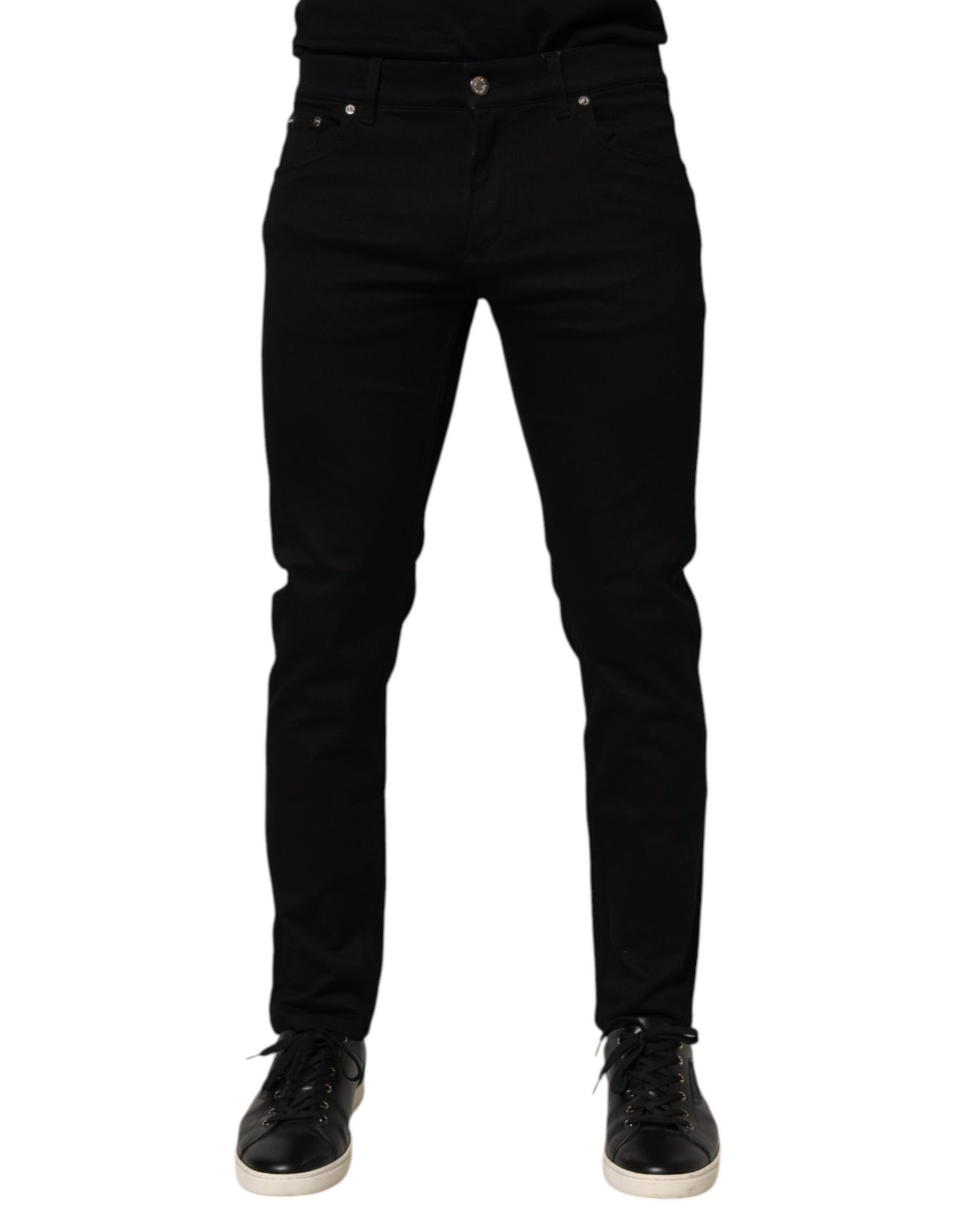 Pantalon skinny Dolce &amp; Gabbana noir en mélange de coton pour homme