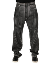 Jean en denim noir et gris à imprimé graphique Dolce &amp; Gabbana