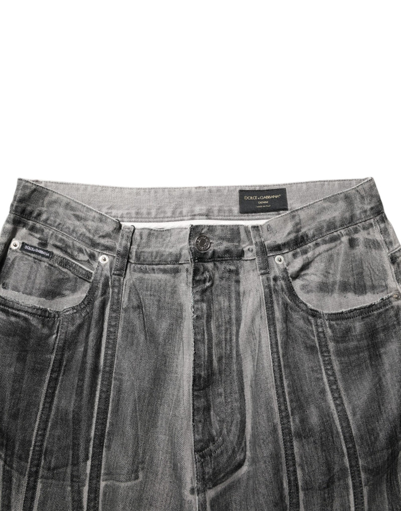 Dolce &amp; Gabbana Zwart Grijs Grafische Print Denim Broek Jeans
