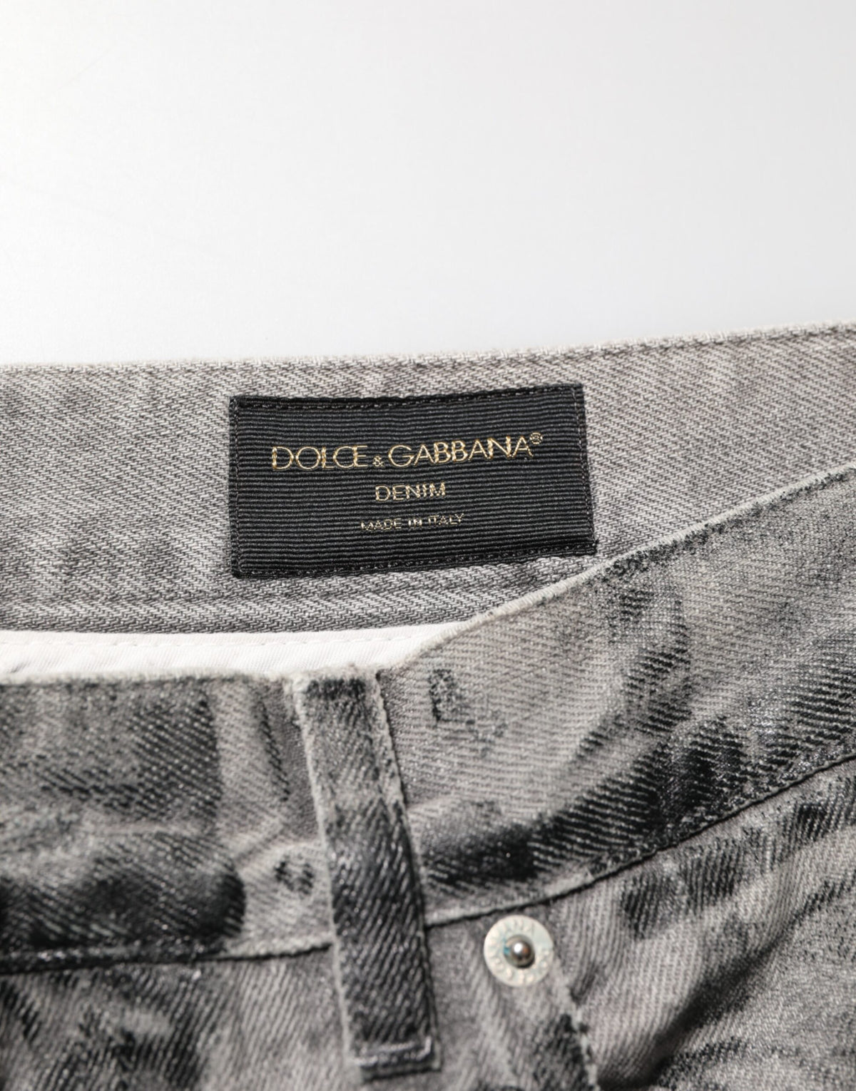 Jean en denim noir et gris à imprimé graphique Dolce &amp; Gabbana