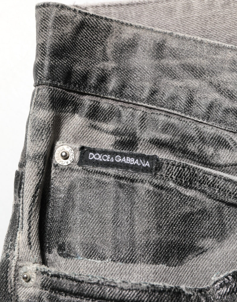 Dolce &amp; Gabbana Zwart Grijs Grafische Print Denim Broek Jeans
