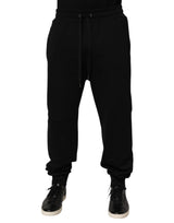 Pantalon de survêtement Dolce &amp; Gabbana en coton noir avec cordon de serrage et logo
