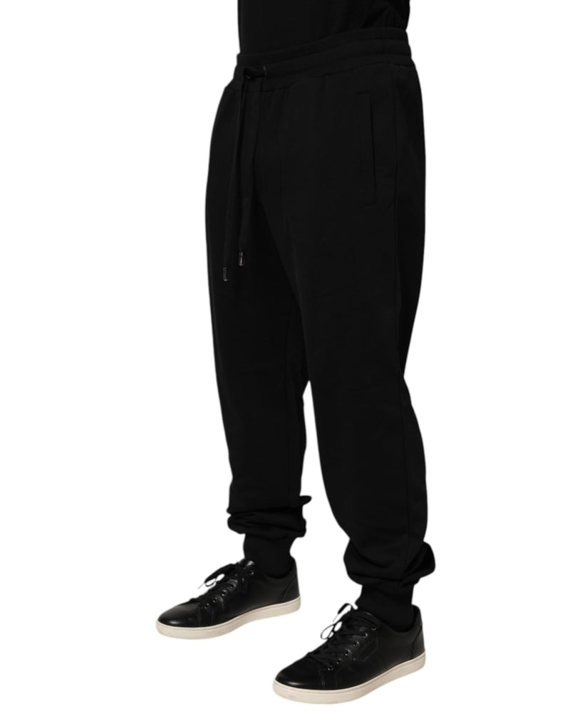 Dolce &amp; Gabbana Zwarte Katoenen Trekkoord Logo Joggingbroek Broek