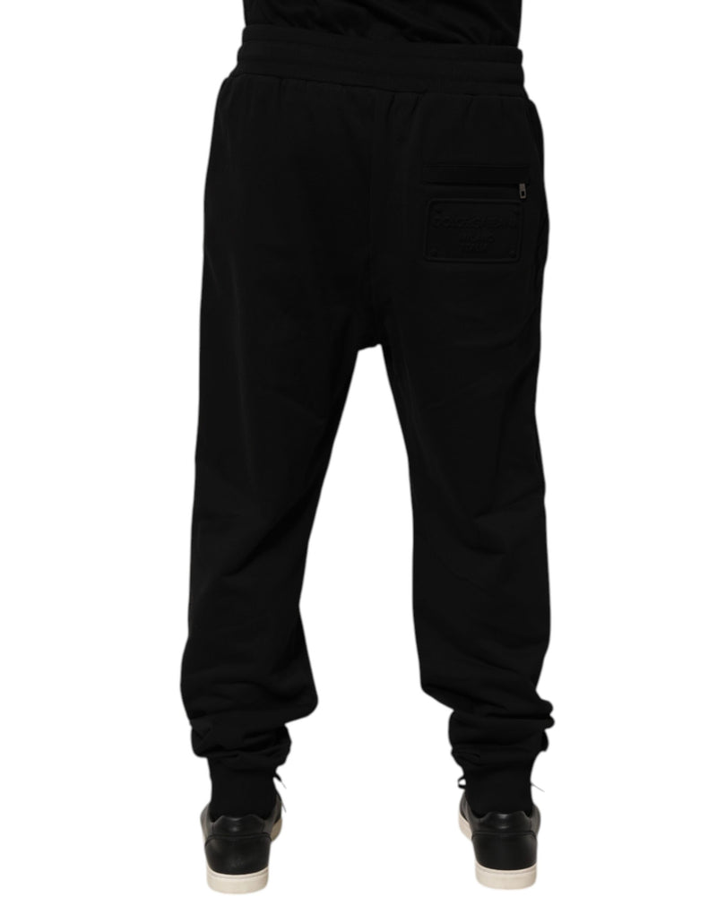 Dolce &amp; Gabbana Zwarte Katoenen Trekkoord Logo Joggingbroek Broek