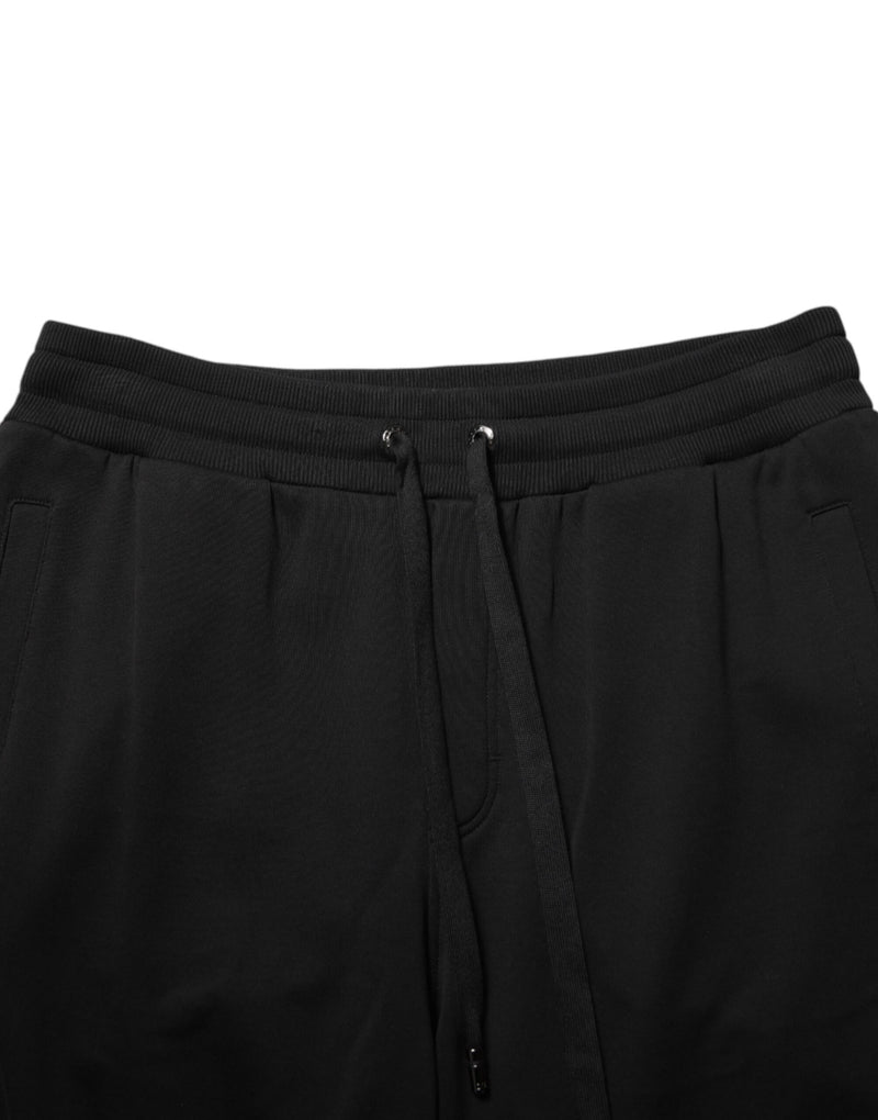 Dolce &amp; Gabbana Zwarte Katoenen Trekkoord Logo Joggingbroek Broek