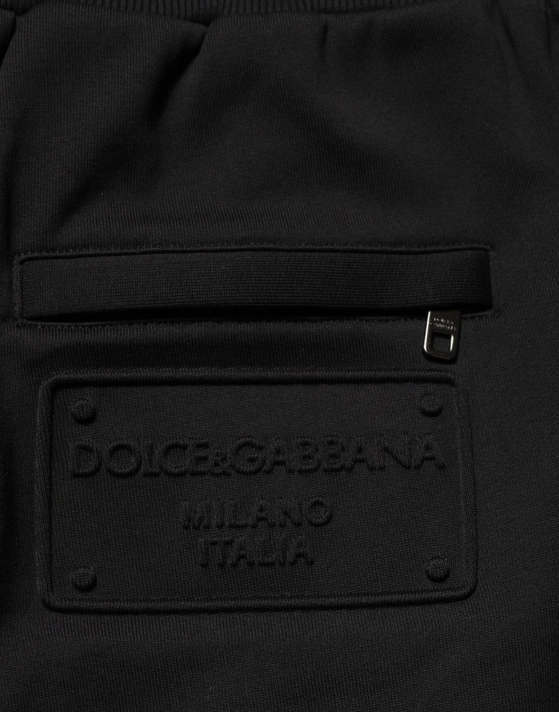 Dolce &amp; Gabbana Zwarte Katoenen Trekkoord Logo Joggingbroek Broek