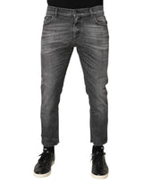 Jean slim en denim gris délavé Dolce &amp; Gabbana