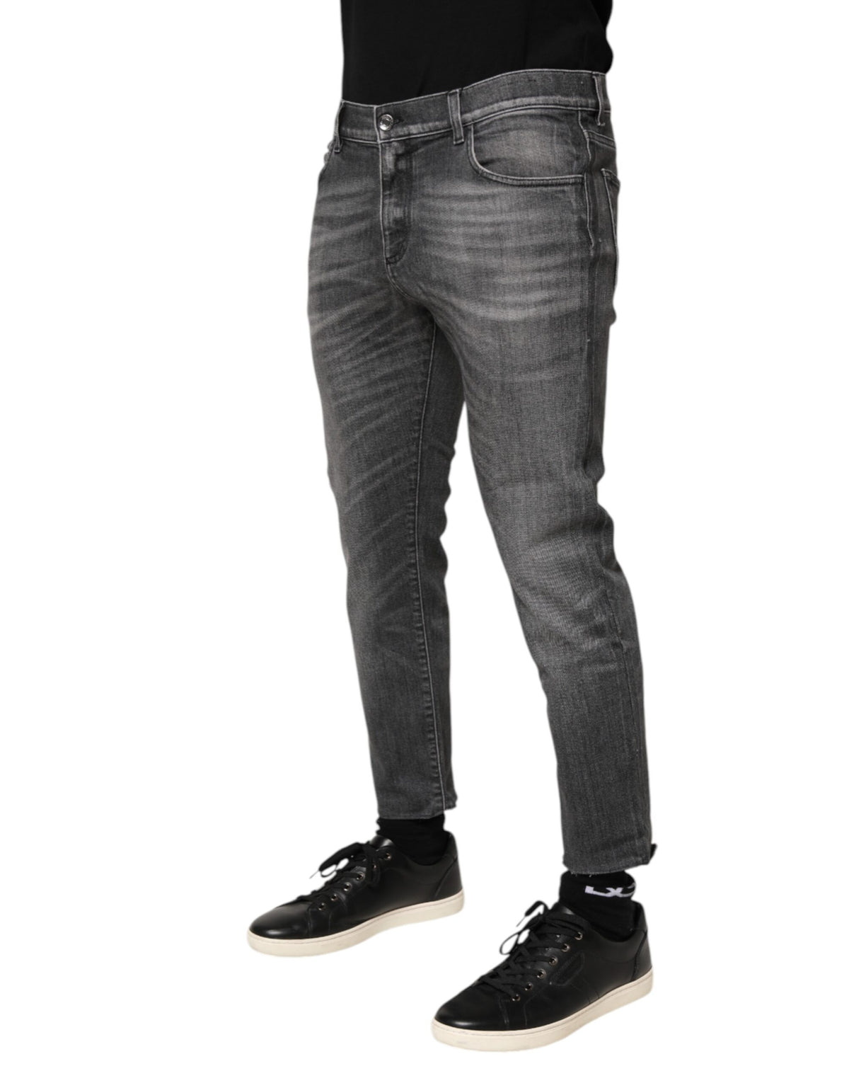 Jean slim en denim gris délavé Dolce &amp; Gabbana