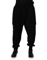 Pantalon cargo Dolce &amp; Gabbana en mélange de coton noir à cordon de serrage
