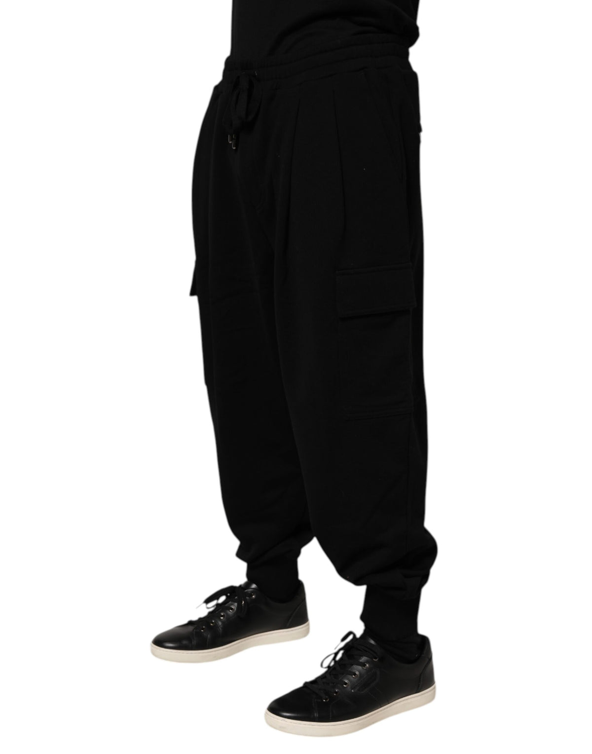 Pantalon cargo Dolce &amp; Gabbana en mélange de coton noir à cordon de serrage