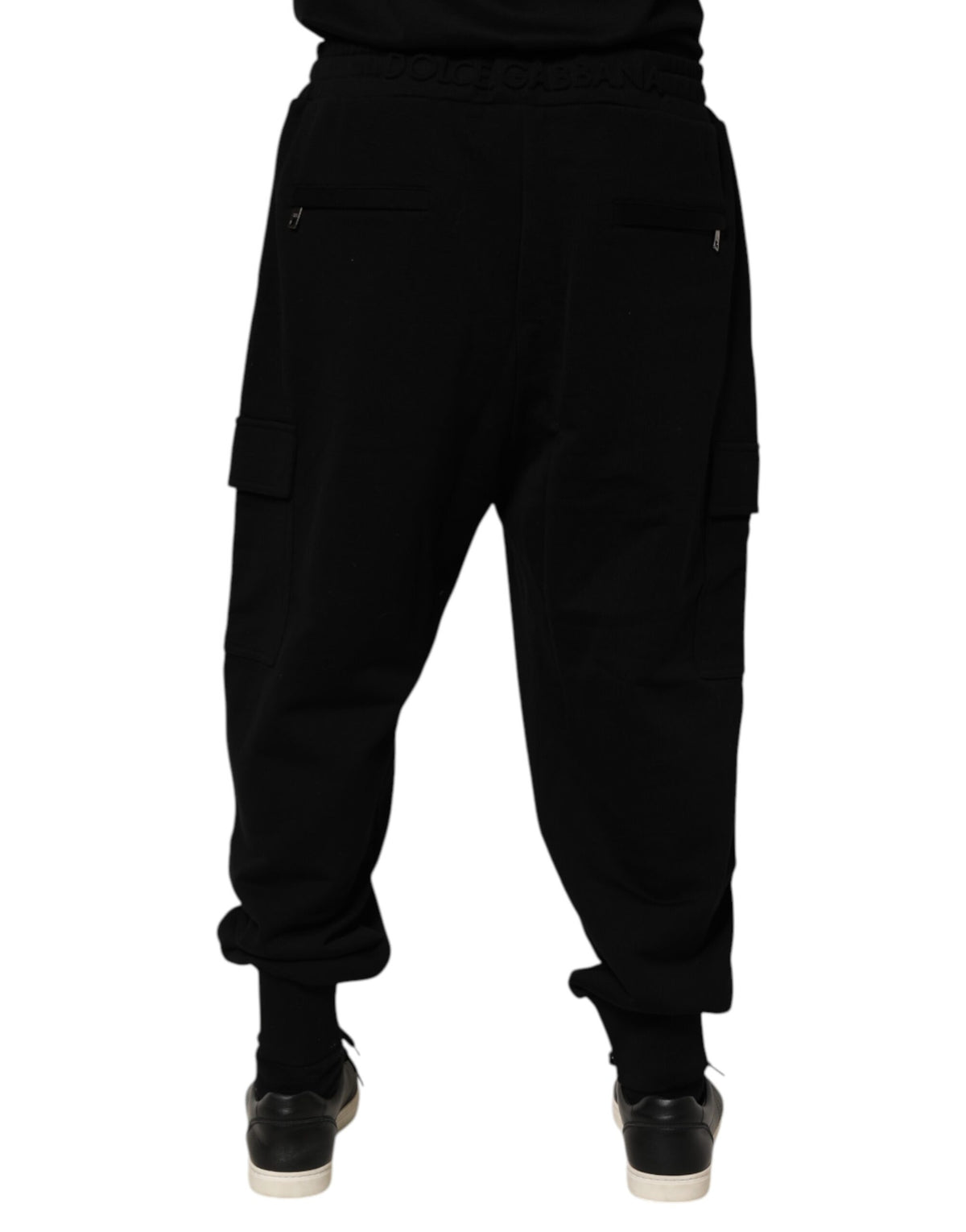 Pantalon cargo Dolce &amp; Gabbana en mélange de coton noir à cordon de serrage