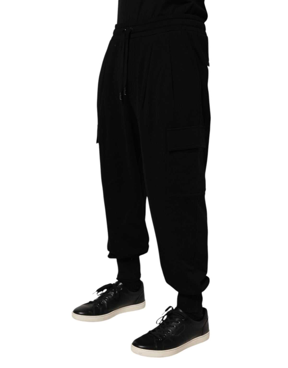 Pantalon cargo Dolce &amp; Gabbana en mélange de coton noir à cordon de serrage