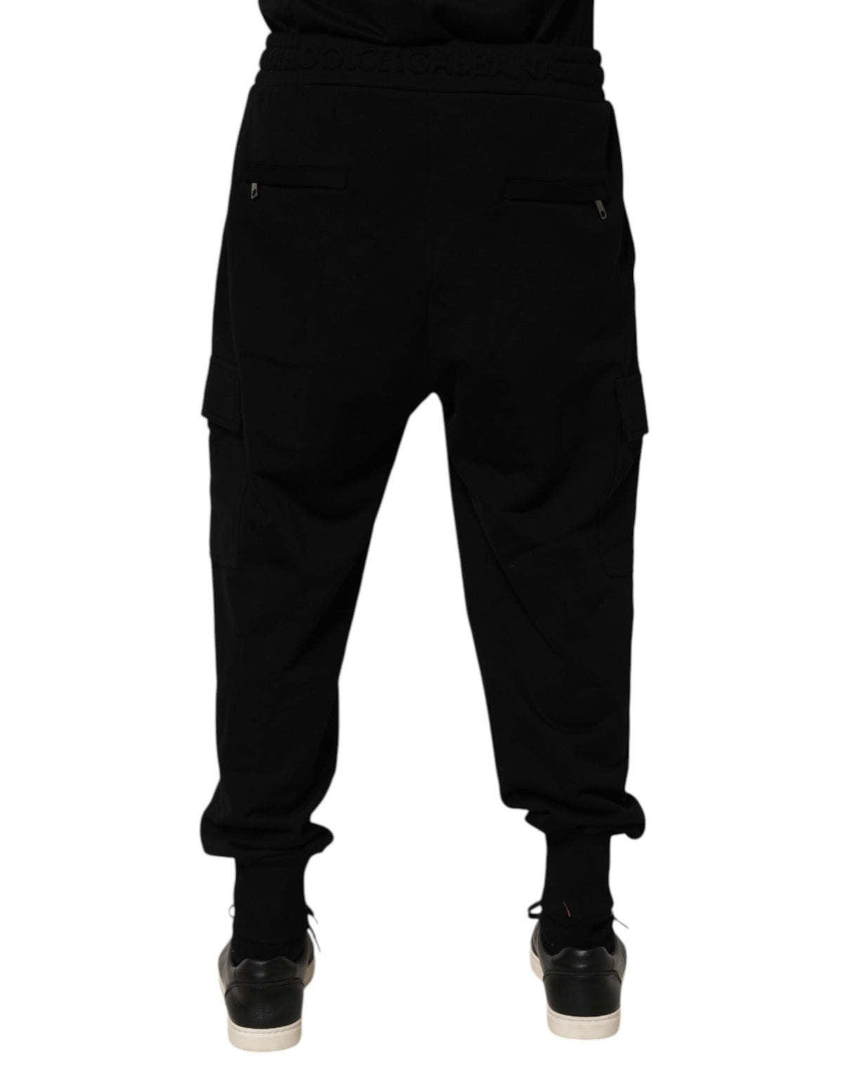 Pantalon cargo Dolce &amp; Gabbana en mélange de coton noir à cordon de serrage