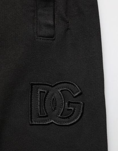 Dolce & Gabbana Black Cotton DG Logo Men Jogger Pants