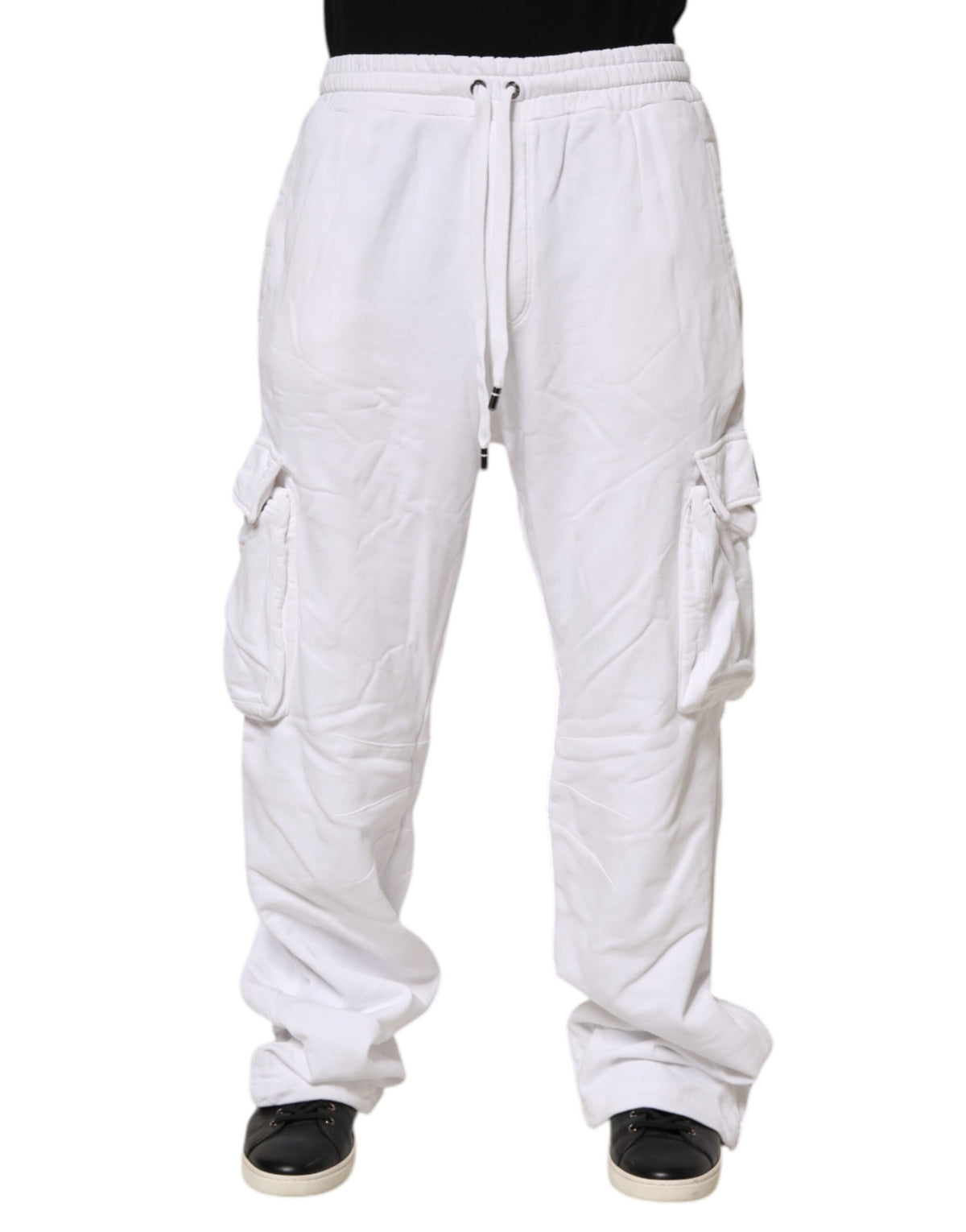 Pantalon cargo blanc en coton Dolce &amp; Gabbana avec logo