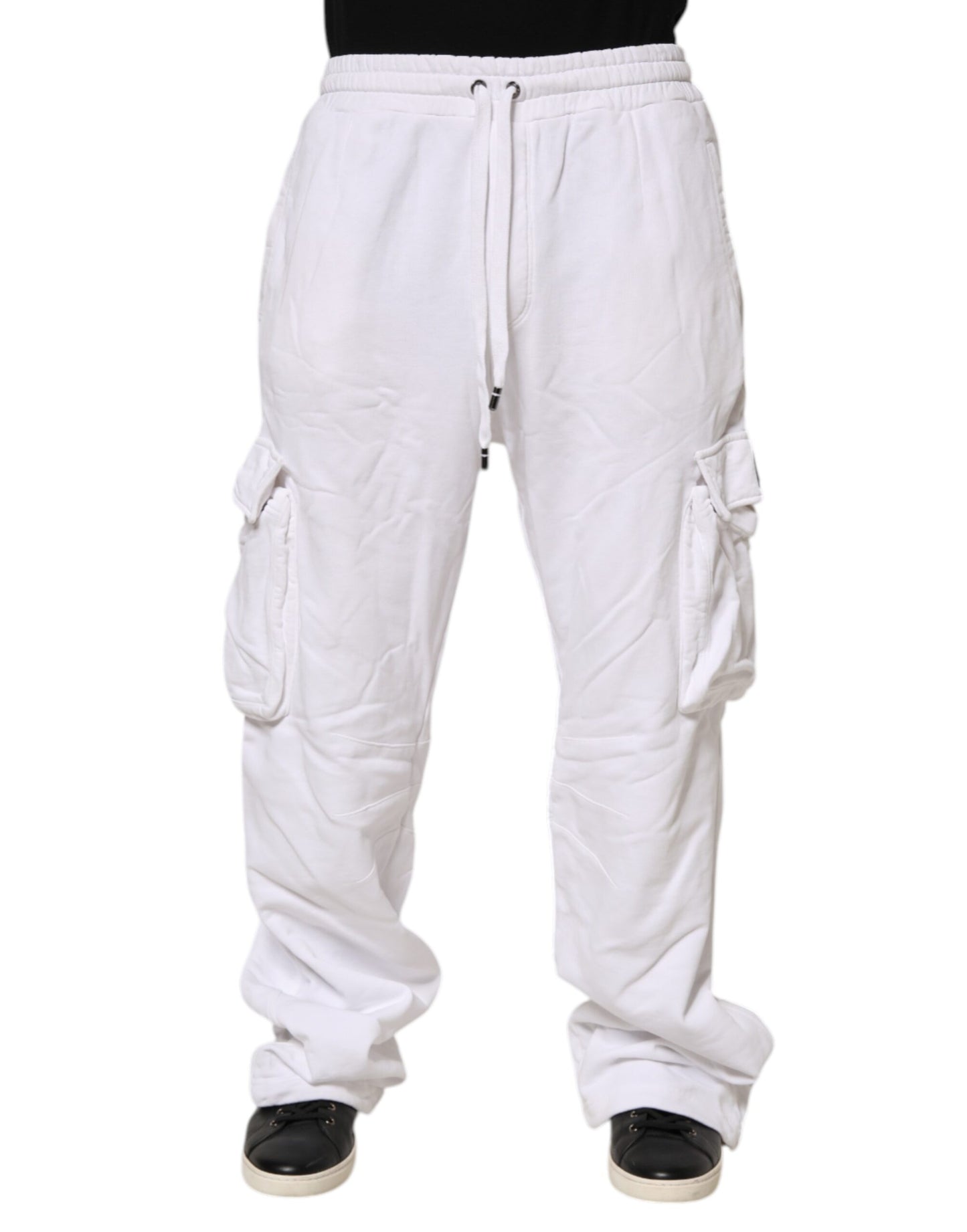 Pantalon cargo blanc en coton Dolce &amp; Gabbana avec logo