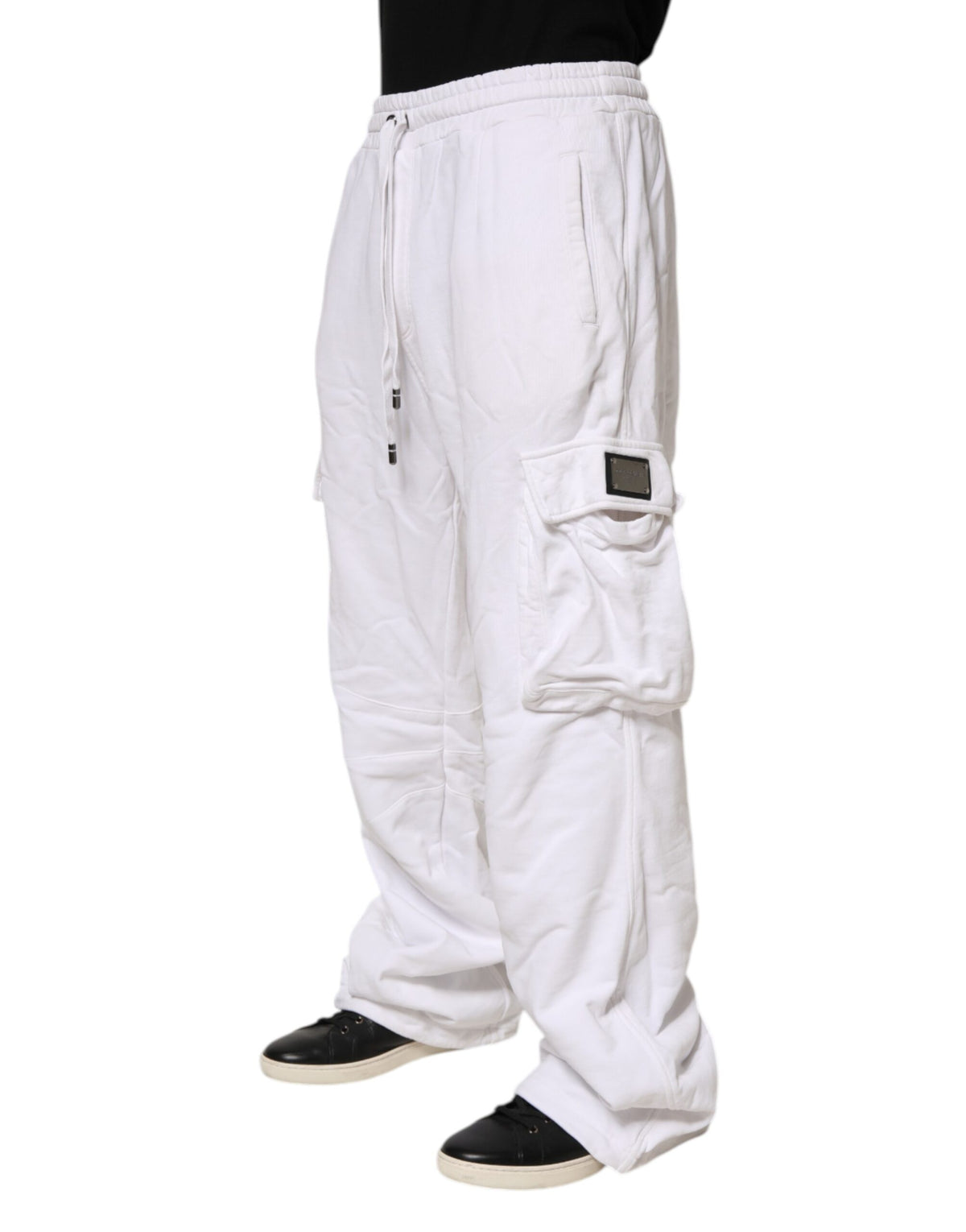 Pantalon cargo blanc en coton Dolce &amp; Gabbana avec logo