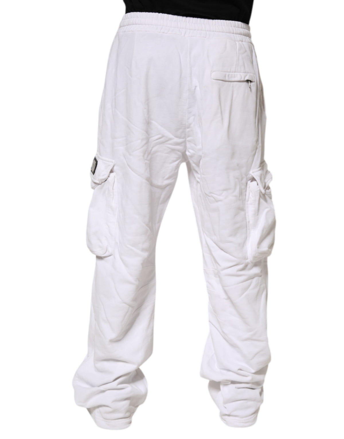Pantalon cargo blanc en coton Dolce &amp; Gabbana avec logo