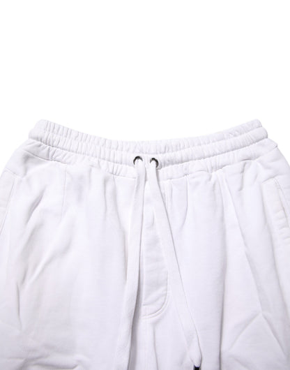 Dolce & Gabbana White Cotton Cargo Trousers Logo Patch Pants