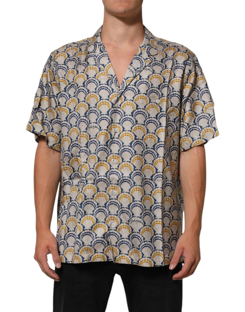 Dolce &amp; Gabbana crèmekleurig Hawaiiaans katoenen zijden overhemd met schelpenprint