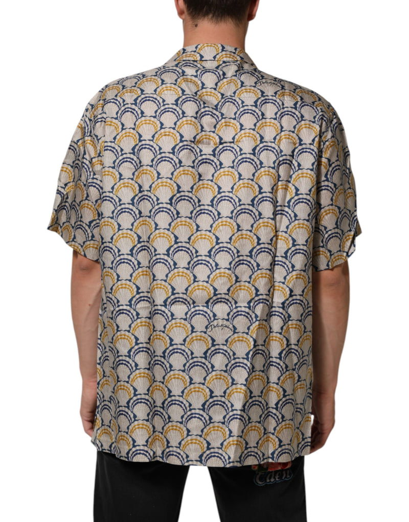 Dolce &amp; Gabbana crèmekleurig Hawaiiaans katoenen zijden overhemd met schelpenprint