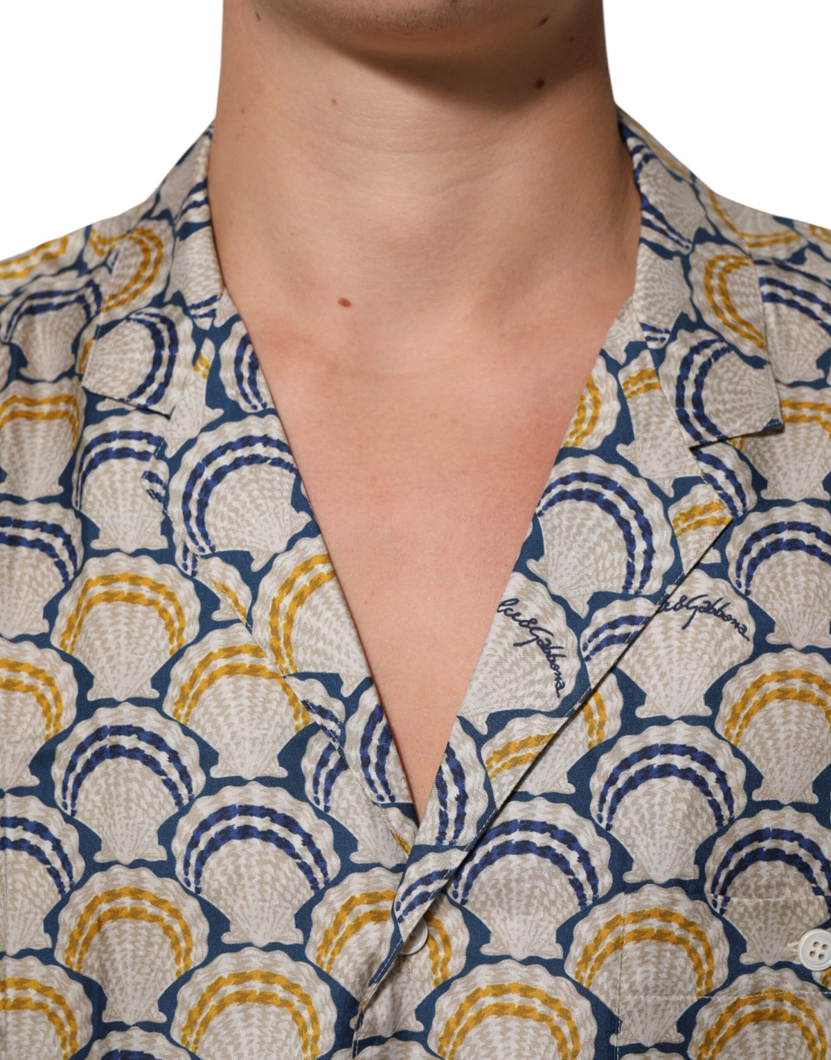Chemise Dolce &amp; Gabbana en coton et soie crème à imprimé coquillage hawaïen