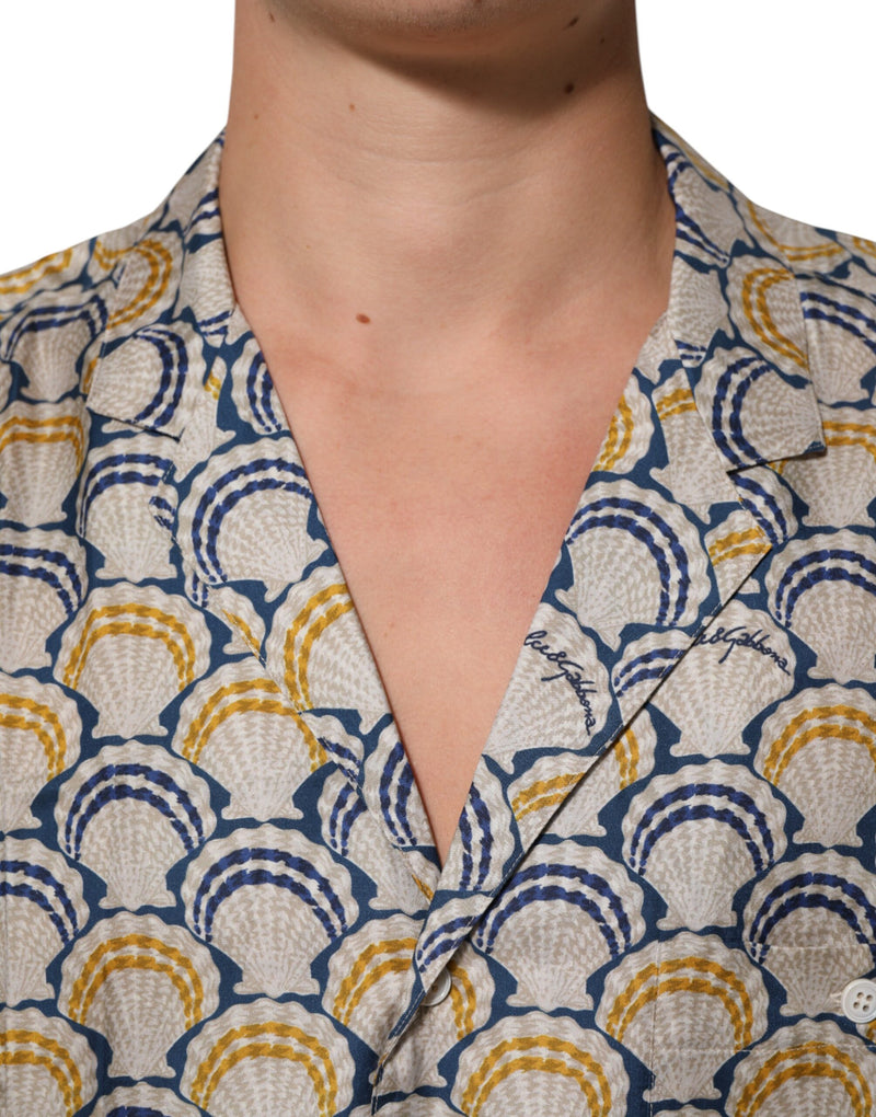 Dolce &amp; Gabbana crèmekleurig Hawaiiaans katoenen zijden overhemd met schelpenprint