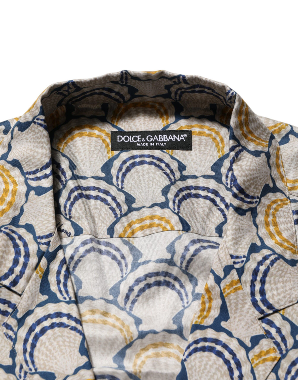 Chemise Dolce &amp; Gabbana en coton et soie crème à imprimé coquillage hawaïen