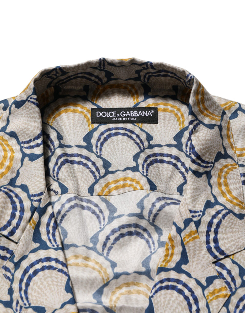 Dolce &amp; Gabbana crèmekleurig Hawaiiaans katoenen zijden overhemd met schelpenprint