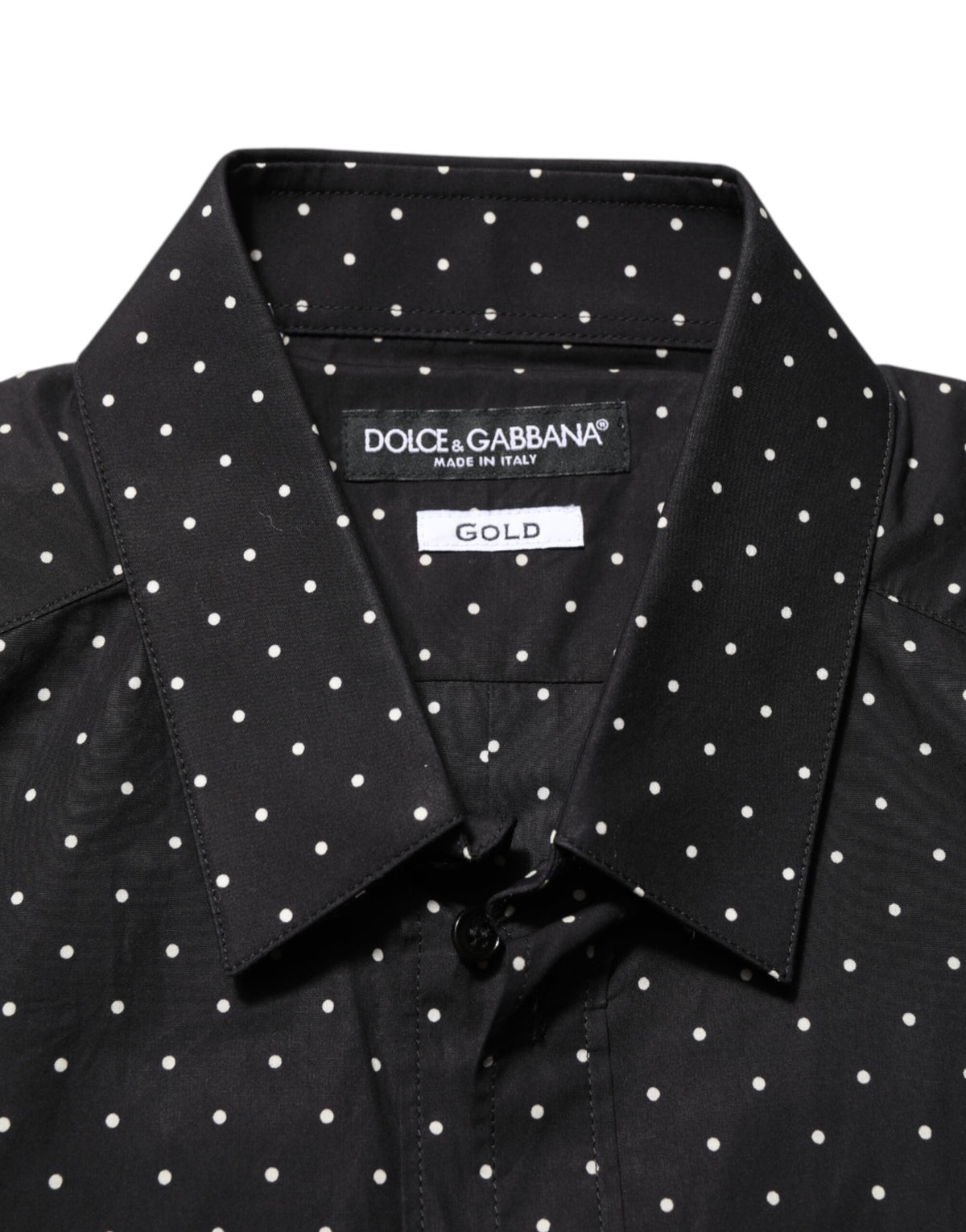 Chemise habillée homme Dolce &amp; Gabbana noire à pois en coton doré