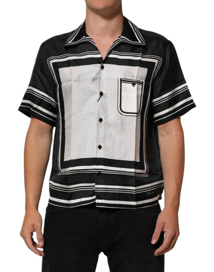 Polo décontracté Dolce &amp; Gabbana à rayures et pois noirs et blancs