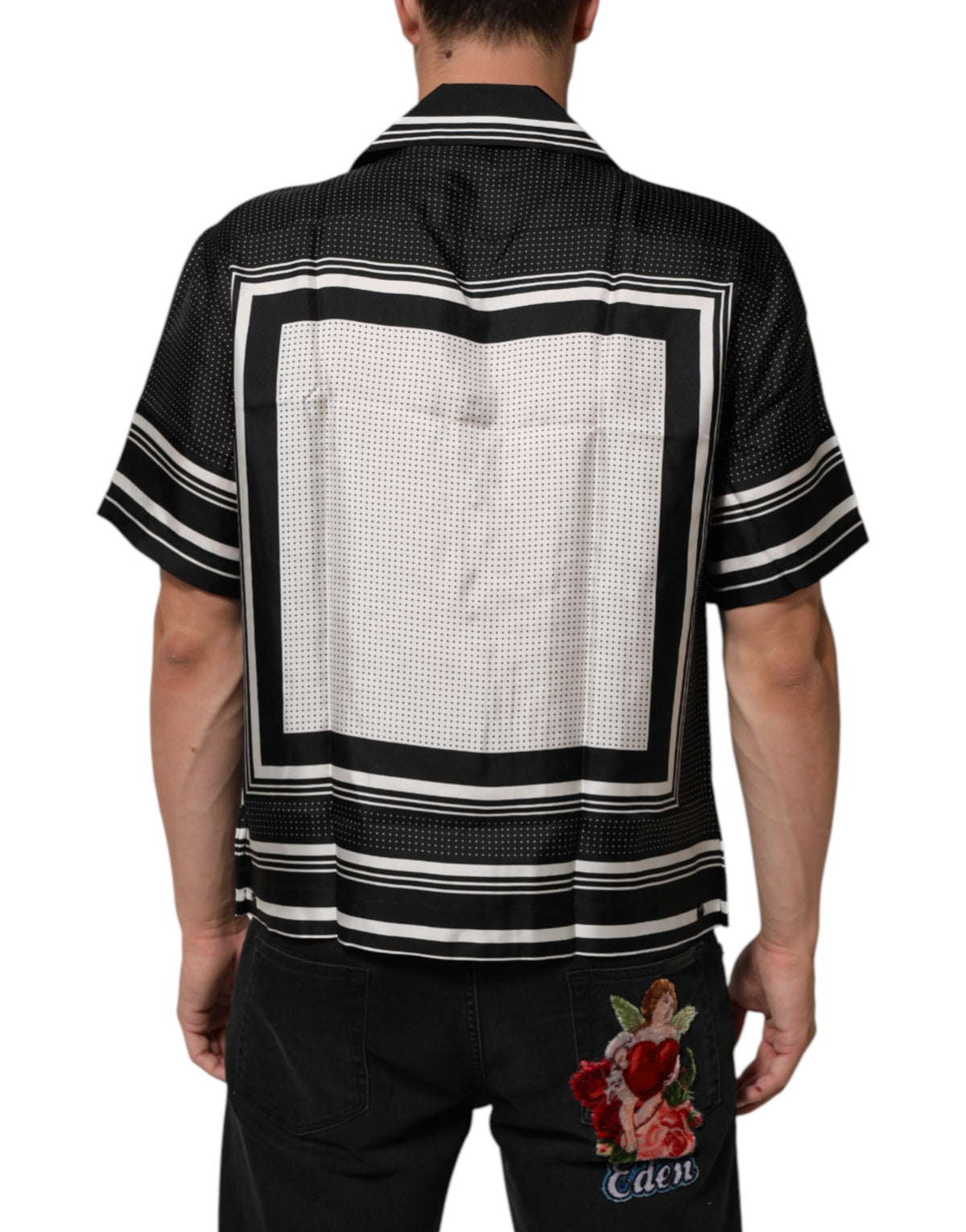 Polo décontracté Dolce &amp; Gabbana à rayures et pois noirs et blancs
