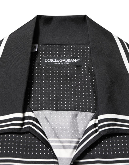 Dolce & Gabbana Black White StripeDot Print Casual Polo Shirt