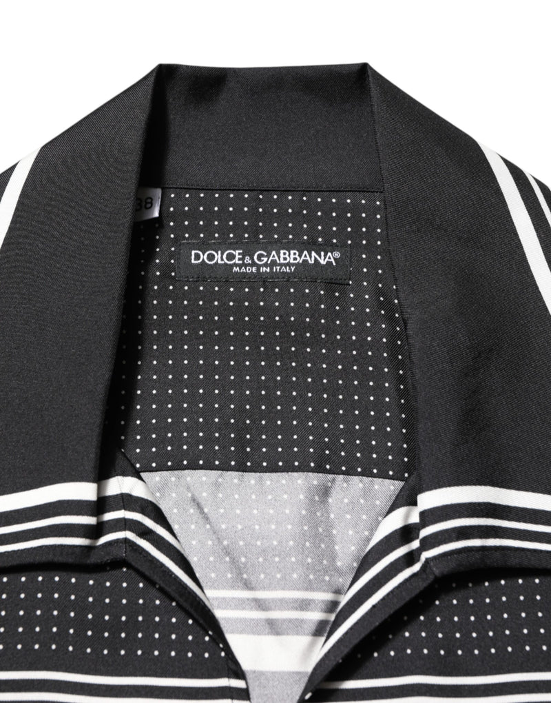 Dolce &amp; Gabbana Zwart Wit Gestreept Stippenprint Casual Poloshirt