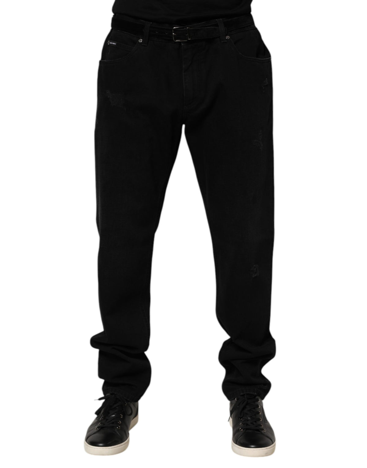 Jean Dolce &amp; Gabbana en coton noir, coupe droite, pour homme
