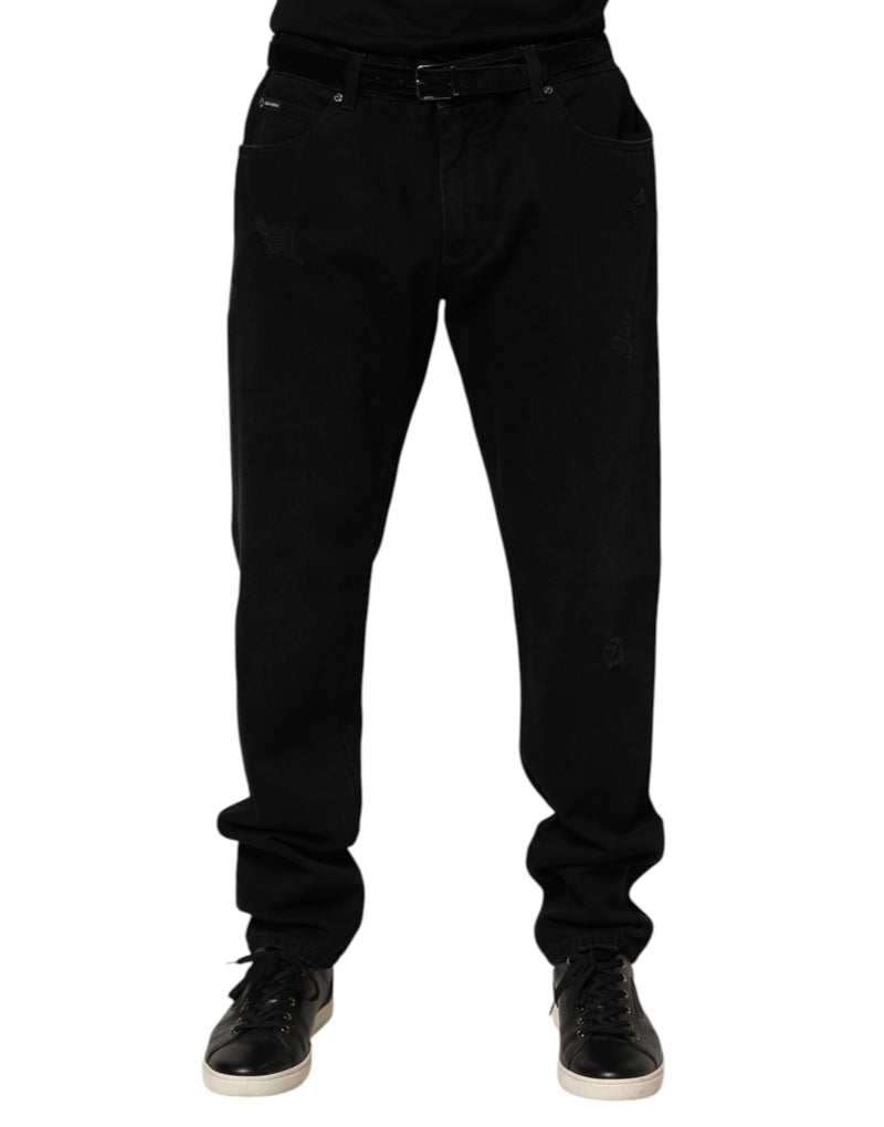 Dolce &amp; Gabbana Zwarte Katoenen Regular Denim Heren Broekjeans