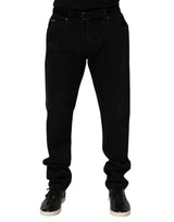 Jean Dolce &amp; Gabbana en coton noir, coupe droite, pour homme