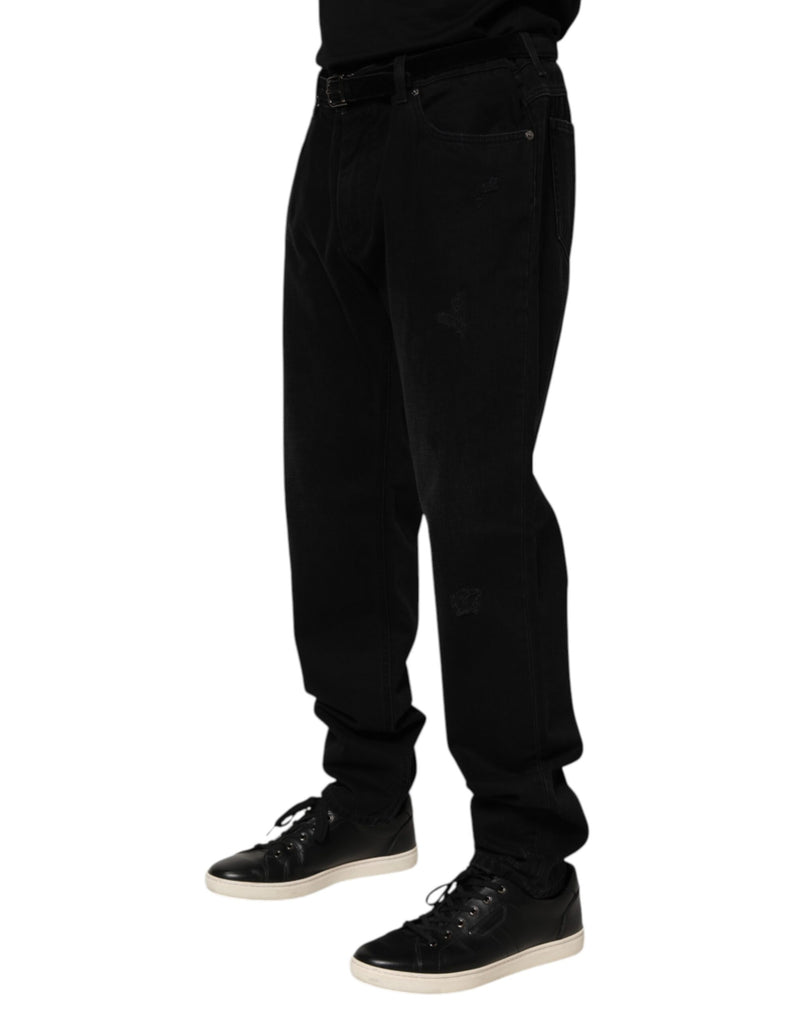 Dolce &amp; Gabbana Zwarte Katoenen Regular Denim Heren Broekjeans