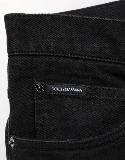 Dolce & Gabbana Black Cotton Regular Denim Men Trouser Jeans