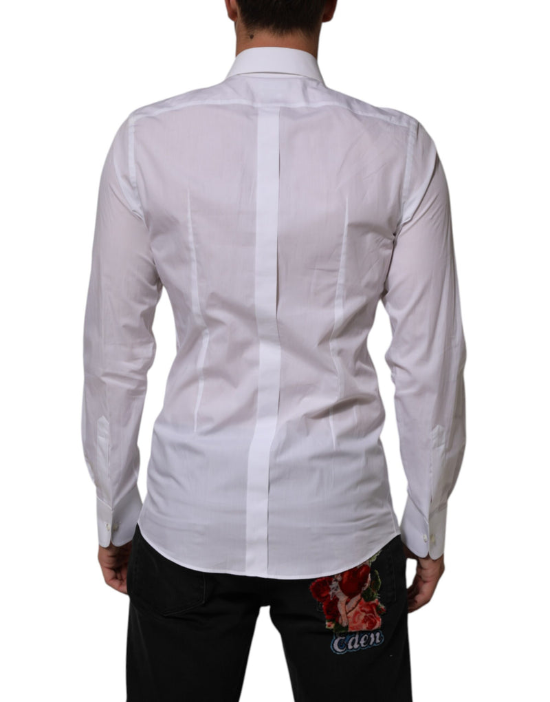 Dolce &amp; Gabbana Wit Katoen DG Logo Parelgoud Formeel Overhemd