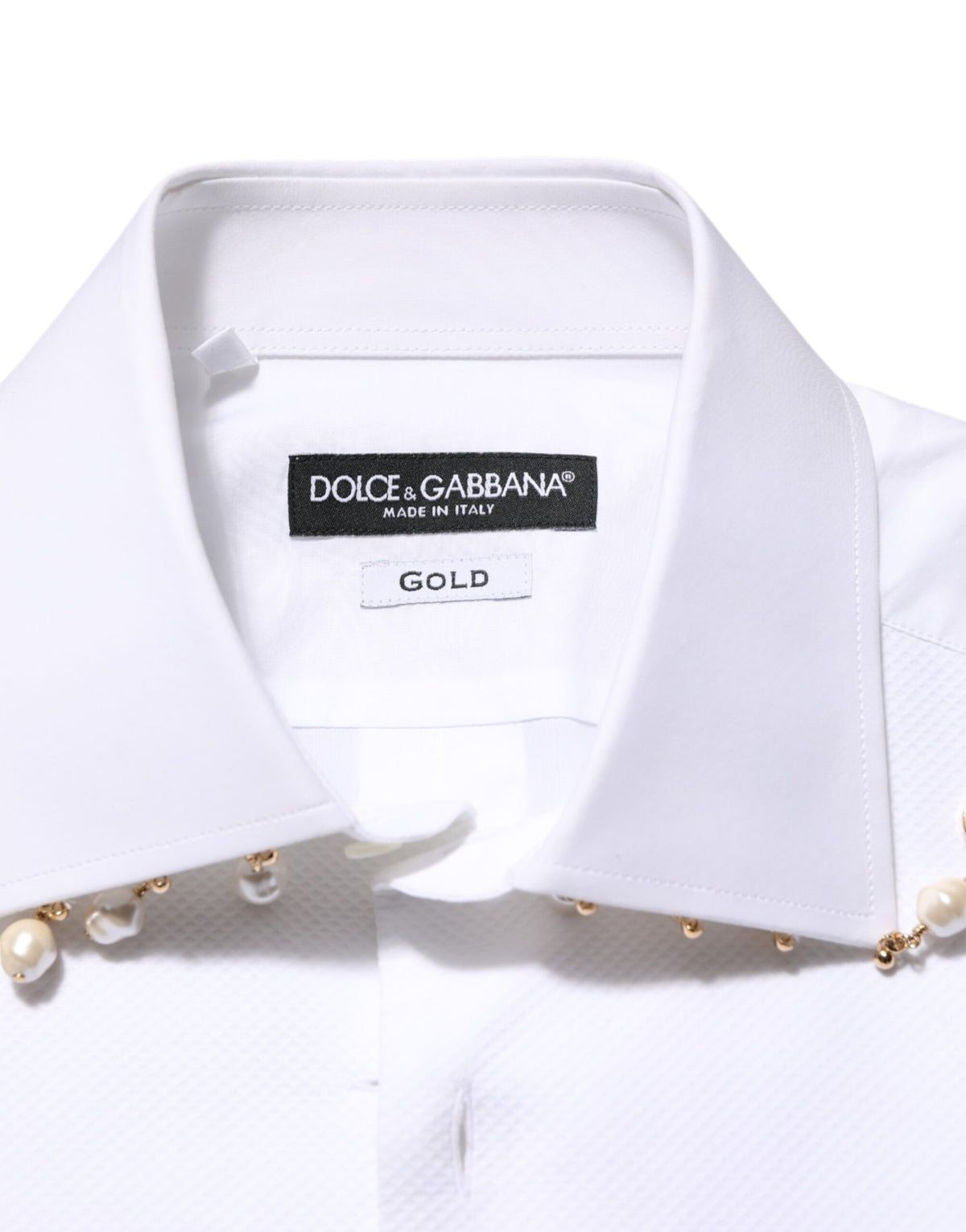 Dolce &amp; Gabbana Wit Katoen DG Logo Parelgoud Formeel Overhemd