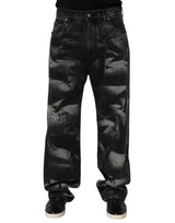 Jean droit en jean noir à effet marbré Dolce & Gabbana pour homme