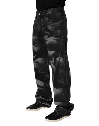 Jean droit en jean noir à effet marbré Dolce & Gabbana pour homme
