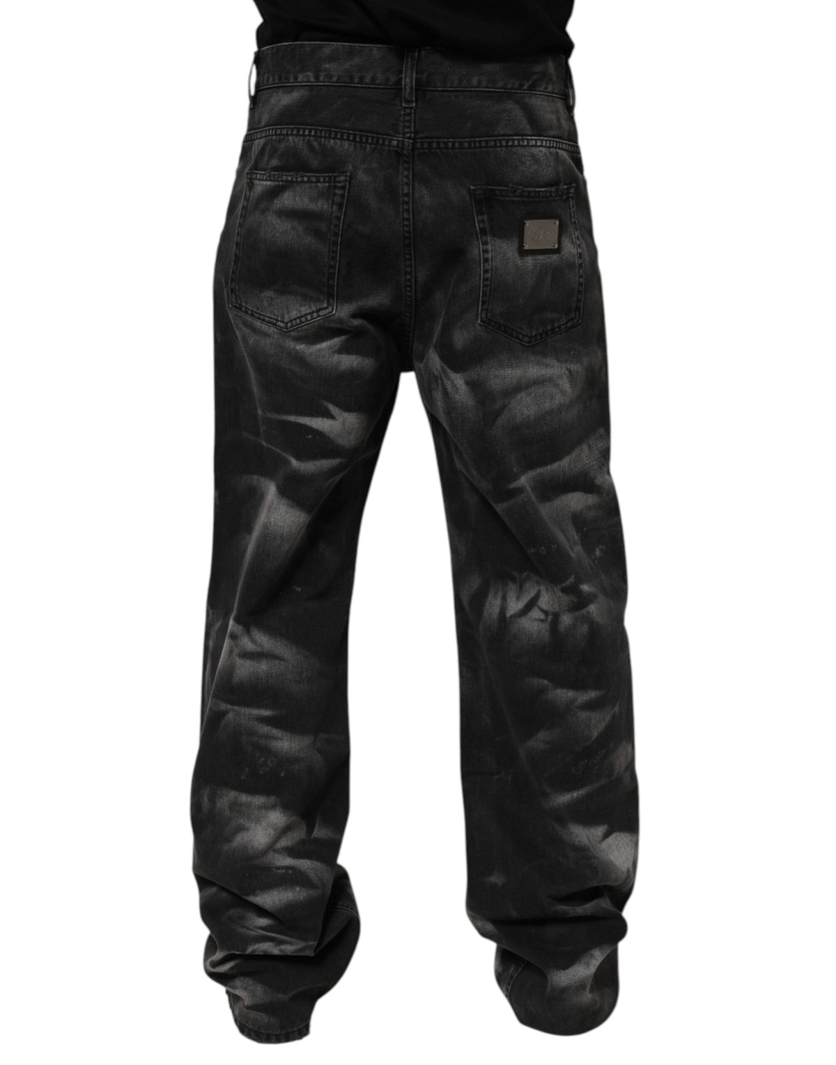 Jean droit en jean noir à effet marbré Dolce & Gabbana pour homme