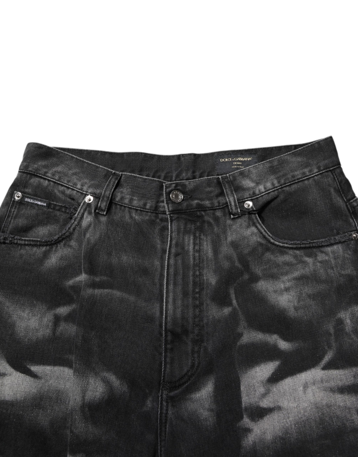 Jean droit en jean noir à effet marbré Dolce & Gabbana pour homme