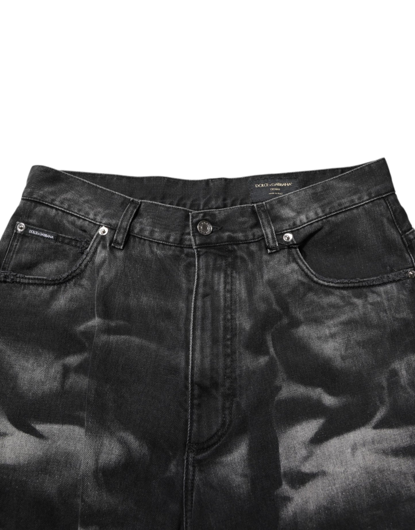 Jean droit en jean noir à effet marbré Dolce & Gabbana pour homme