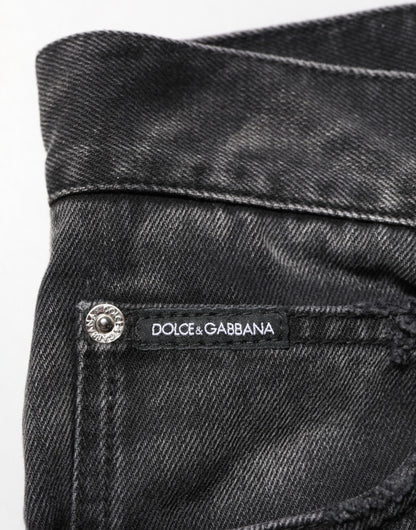Jean droit en jean noir à effet marbré Dolce & Gabbana pour homme
