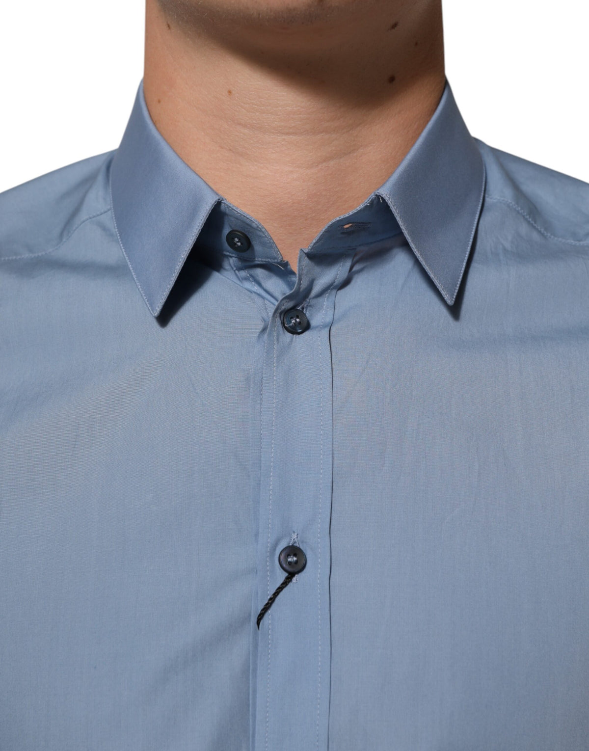 Chemise habillée Dolce &amp; Gabbana bleue en coton à col doré