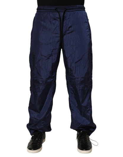 Pantalon de jogging droit en nylon bleu Dolce &amp; Gabbana