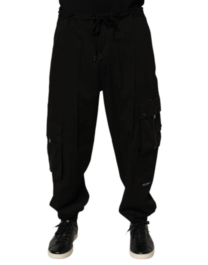 Pantalon de jogging cargo en coton noir Dolce &amp; Gabbana